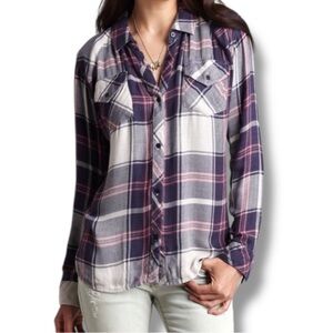 Rails “Kendra” Pink Blue Plaid Button Down Collared Long Sleeve Shirt SZ Large